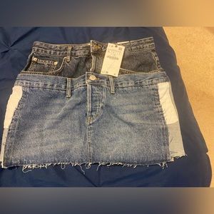 Zara denim double waist mini skirt
